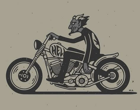 Old School Biker Tattoos, Biker Illustration, Rider Tattoo, Skeleton Motorcycle, Cartoon Motorcycle, Rockabilly Art, Motorcycle Tattoos, Biker Tattoos, Motorcycle Illustration