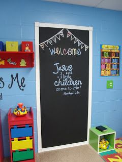 ♥ Just A Peek Into My Oh So Blessed Life ♥: Pinterest Inspired Church Preschool/Nursery Sunday School Room Decor, Sunday School Classroom Decor, Childrens Ministry Decor, Church Nursery Decor, Kids Church Rooms, Kids Church Decor, Toddler Sunday School, Sunday Ideas, Sunday School Decorations