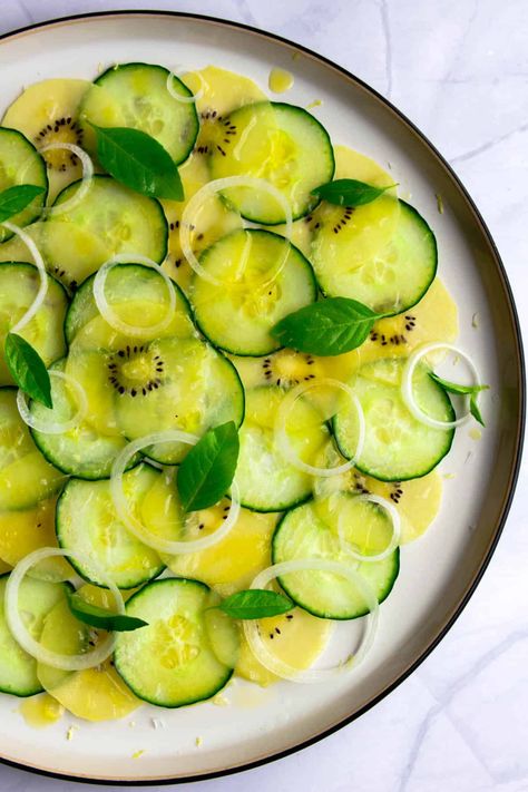 Fine Dining Salad Recipes, Cucumber Carpaccio, Summer Foods, Slaw Recipes, Fun Salads, Summer Salad Recipes, Cucumber Salad, Healthy Salads, Food Plating