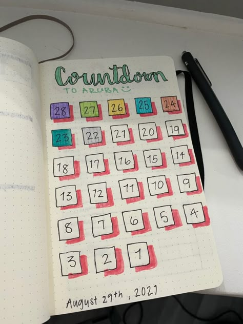 Countdown Journal Ideas, Diy Countdown Calendar Vacation, Holiday Countdown Calendar, Vacation Countdown Calendar, Drawing Calendar Ideas, Creative Countdown Ideas, Diy Countdown Ideas, Fun Countdown Ideas, Cute Countdown Ideas