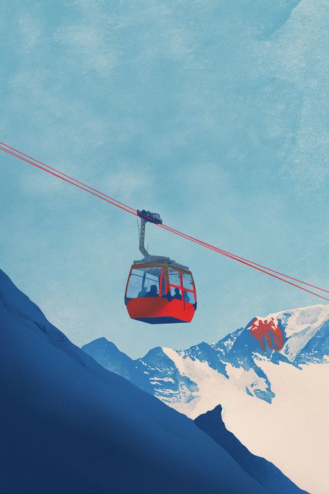 Vintage Ski Art, Ski Graphic Design, Vintage Skiing Aesthetic, Gondola Art, Skiing Illustration, Xmas Prints, Ski Illustration, Skiing Aesthetic, Vintage Ski Posters