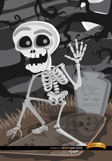 Cartoon Skeleton tomb graveyard Cartoon Skeleton, Infographic Elements, Horror Stuff, Vector Infographic, Halloween Celebration, Design Typography, Typography Poster, Logo Maker, Graveyard