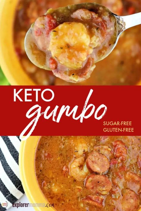 Super-flavorful New Orleans cajun style keto gumbo is gluten-free, sugar-free, and fabulous. A low carb gumbo recipe perfect for a family dinner. Gumbo New Orleans, Keto Gumbo, Low Carb Shrimp, Shrimp Keto, Louisiana Gumbo, Keto Reset, Keto Soups, New Orleans Style, Medicine Tips