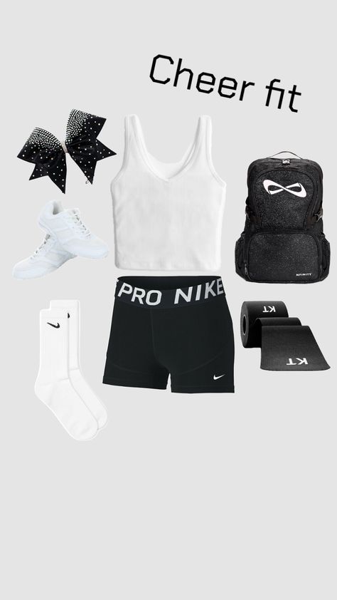 #outfitinspo #fit #cheerleader #sportfits Cheerleading Workout Outfits, Cheerleading Outfits Practice, Cheer Outfits For Practice Aesthetic, Cute Cheerleader Outfits For Practice, Cheer Fits, All Star Cheer Practice Wear, Cheerleading Tryouts, Teen Trends, All Star Cheer