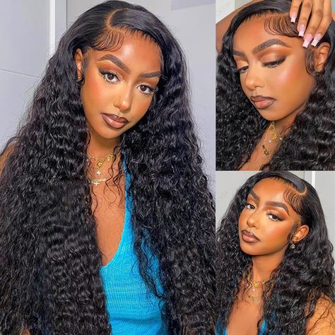 PRICES MAY VARY. Deep Wave Wig Material: 100% Unprocessed 10A Brazilian virgin human hair Deep wave frontal wig 13x6, full and thick, natural look, health and comfort, soft and bouncy, can be dyed, bleached, No Smell,No Shedding and No Tangle,straightened and restyled. HD Lace Front Wigs Size: 13x6 HD lace front wigs human hair,Transparent Swiss Lace, blends perfectly into your skin, soft and breathable, Deep wave wig human hair 200% density deep curly lace front wigs human hair looks more natur Deep Wave Sew In With Leave Out, Short Deep Wave Wig, Deep Wave Lace Front Wigs, Deep Wave Wig, Full Lace Frontal, Wig Material, Hair Silky, Human Wigs, Waves Curls