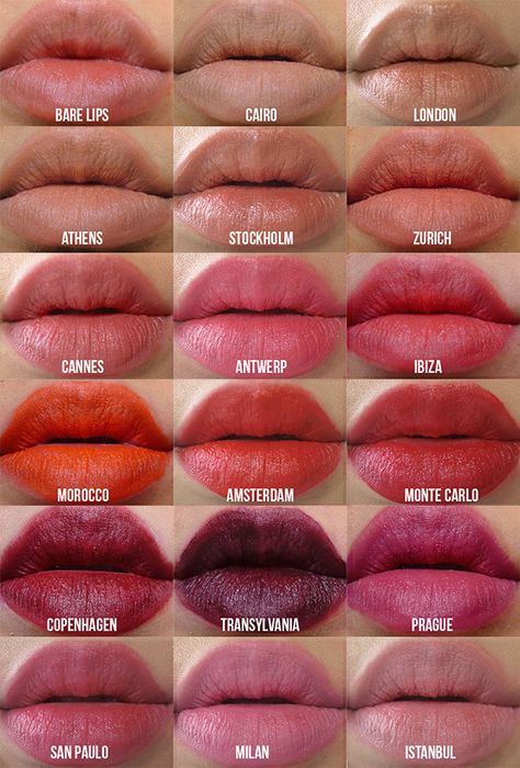 NYX Soft Matte Lip Cream Swatches-currently have Zurich, Morocco,  Amsterdam, Monte Carlo, Copenhagen,Transylvania. Nyx Soft Matte Lip Cream Swatches, Matte Make Up, Nyx Soft Matte Lip Cream, Nyx Soft Matte, Make Up Inspiration, Soft Matte Lip Cream, Matte Lip Cream, Smokey Eyes, Makeup Swatches