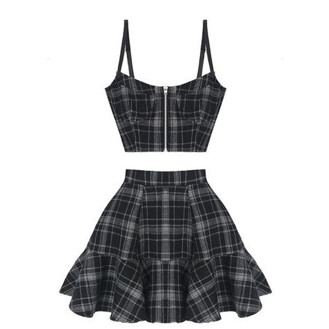 Gótico conjunto de dos piezas de las mujeres de verano de 2021 2 piezas Top corto a cuadros + alta cintura Mini falda ropa de calle Punk faldas conjuntos Mujer _ - AliExpress Mobile Streetwear Skirt, Plaid Outfits, Top Skirt Set, Mode Inspo, Alternative Outfits, Kpop Fashion Outfits, Edgy Outfits, Kpop Outfits, Stage Outfits