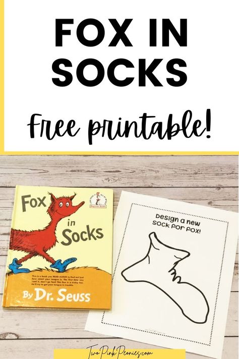 Fox in Socks Printable PDF Activity Dr Suess Books And Activities, Fox And Socks Activities, Silly Sock Day Activities, Dr Suess Fox In Socks Craft, Fox In Socks Craft For Toddlers, Fox In Socks Door Decoration, Fox In The Socks Craft, Fox In Socks Craft Preschool, Dr Seuss Fox In Socks Craft