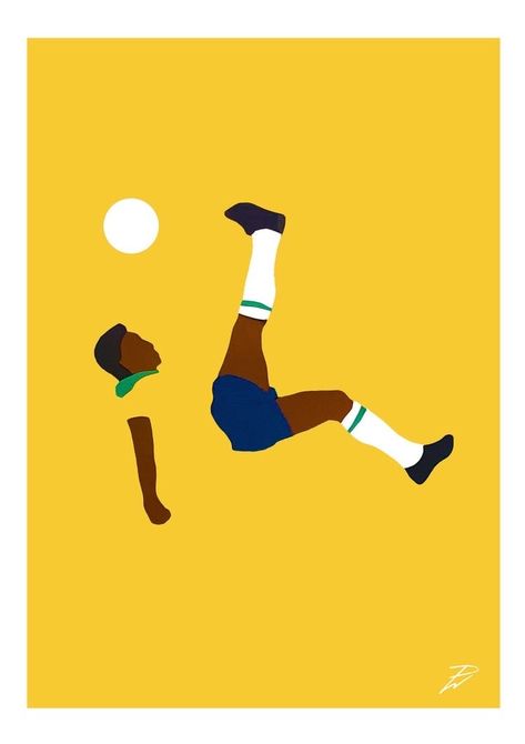 Pele Football, Sports Illustrations Art, Football Brazil, Football Paintings, Football Bedroom, Brazil Art, Football Artwork, Soccer Art, Football Illustration