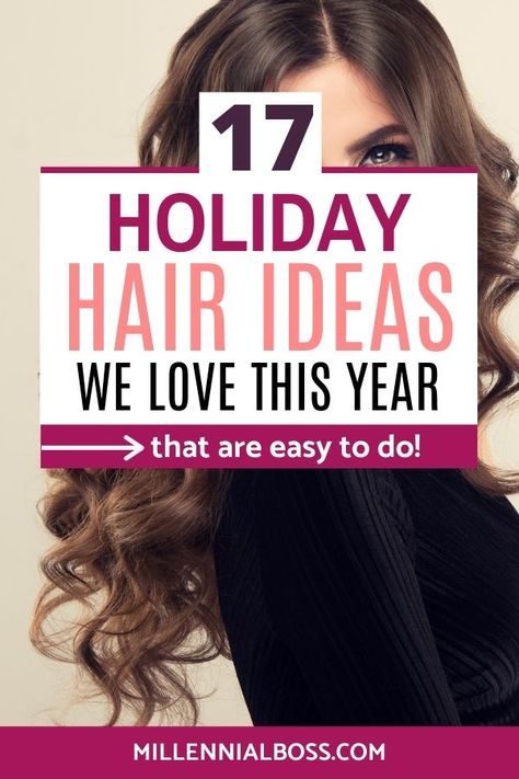 Hair For Holiday Party, Hairstyles For Holiday Party, Work Christmas Party Hairstyles, Hair Styles For A Party Ideas, Long Hairstyles For Christmas Party, Holiday Hair Updos, New Years Updo, Quick Party Hairstyles, Hair For Christmas Party