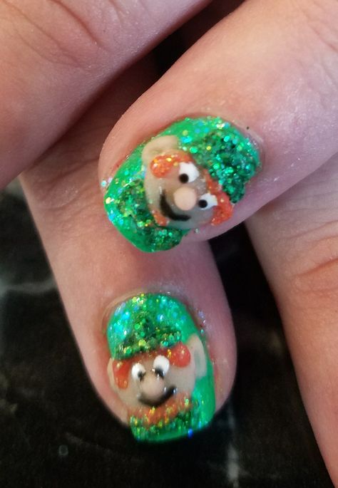 3D leprechaun nails St Patrick's Day Leprechaun Nail Art, Leprechaun Nails, Lucky Charm Nails St Patrick, Ginger Nails, Dr Patrick’s Day Nails, March Nails Ideas St. Patrick's Day Acrylic, Patrick Nails, Top Nail, Nail Design