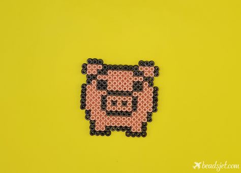 Perler Bead Piggy Bank, Pig Perler Bead Patterns, Pig Perler Beads, Tiny Farm, Keychain Ideas, Pearl Beads Pattern, Bead Keychain, Easy Perler Beads Ideas, Beads Pattern