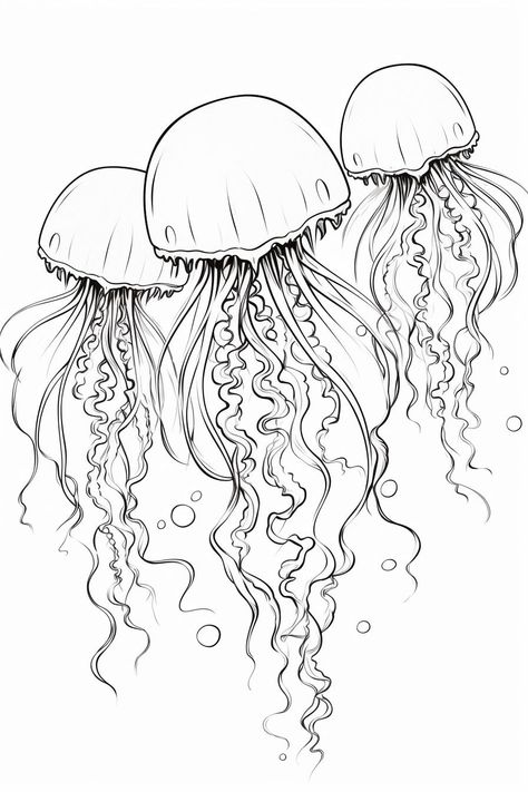 Jellyfish Coloring Page Jellyfish Coloring Page, Jellyfish Coloring, Floral Coloring Pages, Mindfulness Coloring, Ocean Coloring Pages, Fish Coloring Page, Art Activities For Toddlers, Coloring Page For Adults, Farm Animal Coloring Pages