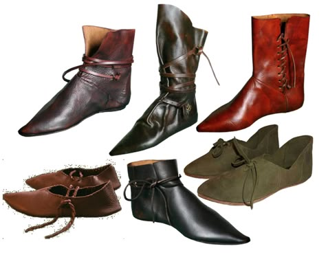 men's medieval footwear Medieval Shoes Diy, Medival Boots, Leather Boots Medieval, Medieval Footwear, Medieval Leather Shoes With Leather Sole, Boots Medieval, Medieval Boots, Medieval Shoes, Century Shoes