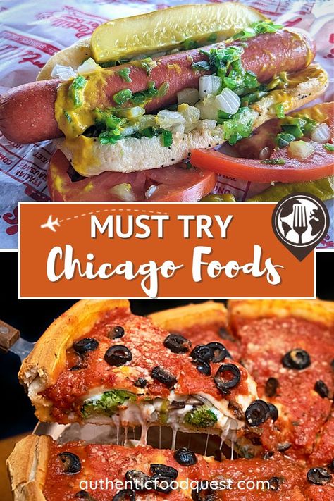 Famous Foods Of Chicago by Authentic Food Quest Chicago Themed Party Food, Chicago Food Tour, Chicago Dinner Restaurants, Chicago Bakeries, Chicago Themed Party, Food In Chicago, Chicago Itinerary, Chicago Travel Guide, Chicago Vacation