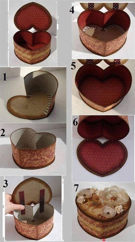 Pin on junny Cardboard Diy Ideas, Anniversary Crafts, Shape Ideas, Hadiah Diy, Cardboard Diy, Cardboard Box Crafts, Heart Shape Box, Diy Gift Box, Diy Cardboard