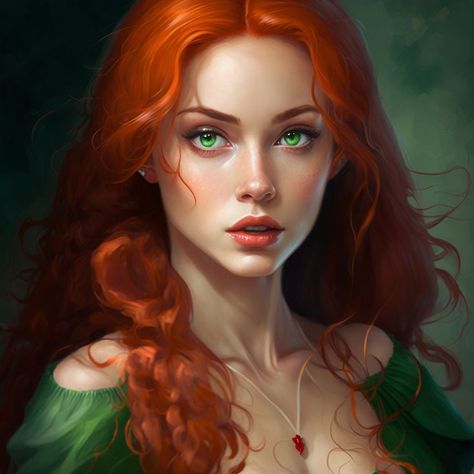 Red Hair Green Eyes, Red Head, Redhead Girl, Arte Fantasy, Female Character Design, Digital Art Girl, Character Portraits, Art Plastique, Fantasy Character Design