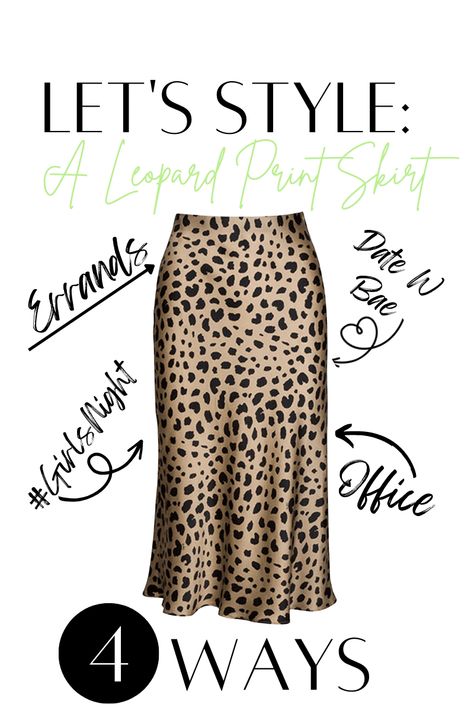 1 Leopard Print Skirt 4 Ways. A Long Work Day to Date Night STAT Midi Leopard Print Skirt Outfit, Polka Dots And Leopard Print Outfit, Animal Print Slip Skirt, Animal Print Silk Skirt Outfit, Leopard Print Silk Skirt, How To Style Cheetah Skirt, Leopard Skirt With Sneakers, Leopard Skirt With Boots, Long Skirt Outfit For Work