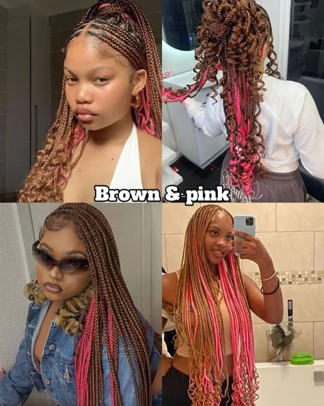 Y'all combo?? I didn't see my pink peekaboo. I love me black with pink underneath 💕😘😍🔎 Check out my pinned posts, highlights, stories, and link in bio for my vendors, available stylists and special deals going on 🚶 Follow @letstalkhairs on all socials for dopest hairstyles, hair fashion and discussions 📩DM FOR DIFFERENT PROMO/ADS PACKAGES AVAILABLE ______________________ IGNORE #braids #braidstyles  #hair  #naturalhairstyles     knotlessbraids protectivestyles Atlanta Braider Atlanta H... Knotless Braids With Pink Peekaboo, Black And Brown Box Braids Peekaboo, Color 30 And Pink Braids, Pink Peekaboo Goddess Braids, Braid Hair Combos, Pink And Brown Hairstyles, How To Style Peekaboo Braids, Pink And Brown Hair Braids, Pink Peekaboo Hair Braids