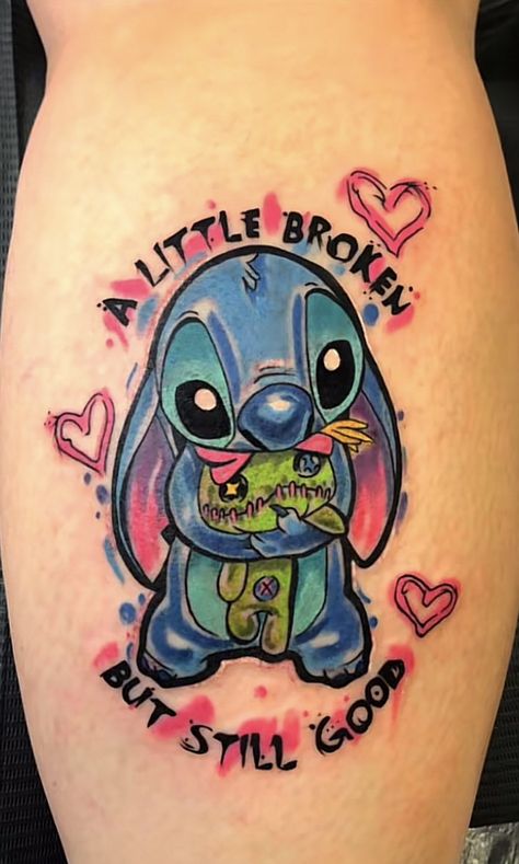 Disney Stitch Tattoo, Lilo And Stitch Tattoo, Disney Inspired Tattoos, Disney Sleeve Tattoos, Disney Sleeve, Stitch Tattoo, Tatuaje A Color, Inspiration Tattoos, Dope Tattoos For Women