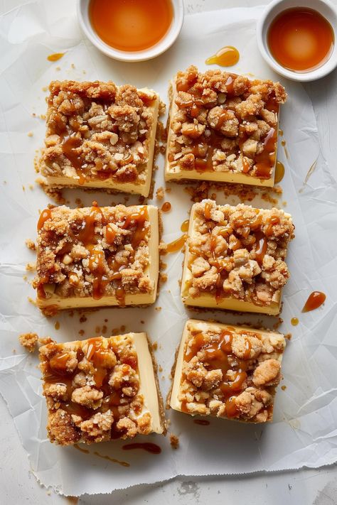 Apple Cheesecake Bars, Caramel Apple Cheesecake Bars, Apple Orchards, Caramel Apple Cheesecake, Apple Cheesecake, Shortbread Crust, Creamed Eggs, Pastry Blender, Fall Spices