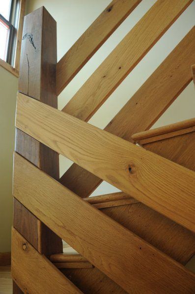 Horizontal Wood Railing, Cypress House, Diy Stair Railing, Rustic Staircase, Rustic Stairs, Jade Mountain, Diy Staircase, Building Stairs, Flooring For Stairs