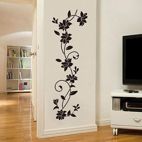 Decorative Wall Stickers - Plane Wall Stickers Romance / Fashion / Botanical Living Room / Bedroom / Dining Room / Washable / Removable 2020 - US $4.13 Family Wall Decals, Cheap Wall Stickers, Diy Wand, 3d Butterfly Wall Stickers, Botanical Wall Decor, Vine Wall, Living Room Background, Wall Paint Designs, Flower Wall Stickers