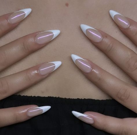 French Tip Acrylic Nails Stiletto, Retro Nails, Fantasy Nails, French Manicure Nails, Pointed Nails, Work Nails, Blush Nails, Classy Acrylic Nails, Soft Nails