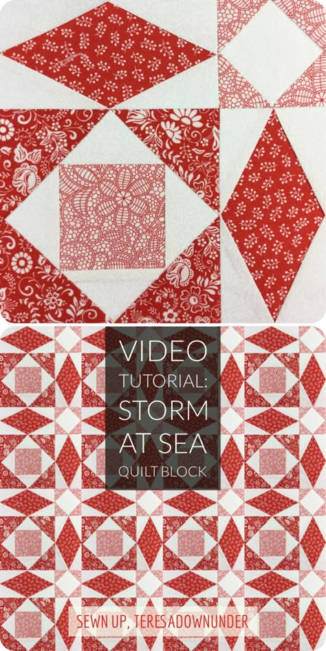 Diamond Quilts Ideas, 2 Color Quilt Blocks, Storm At Sea Quilt Pattern Free, Foundation Paper Piecing Templates, Storm At Sea Quilt, Storm At Sea, Sea Quilt, Two Color Quilts, Quilt Pattern Download