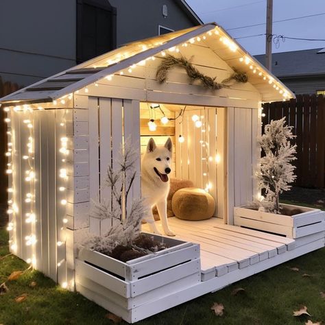 Dog Kennel Ideas Outdoor, Dog Kennel Ideas, Kennel Ideas Outdoor, Pallet Dog House, Dog Backyard, Dog Room Decor, Pets Supplies, Dog Bedroom, Outdoor Improvements