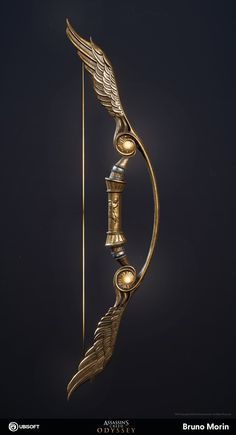 Bow Rpg, Fantasy Bow And Arrow, Long Bow Fantasy, Fantasy Bow, Fantasy Bow And Arrow Design, Bow And Arrow, Magic Bow And Arrow Fantasy Art, Mystical Bow And Arrow, Futuristic Bow And Arrow