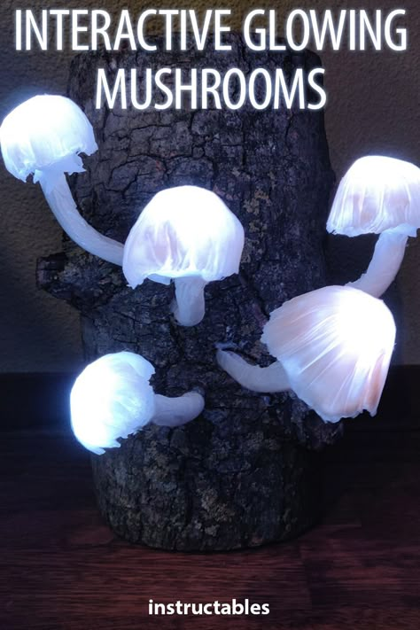 Make a mushroom light that glows in the dark. Turn each mushroom off and on again by pressing on the top.  #lighting #furniture #fantasy #magical #glowing #lamp #decor #home Fantasy Crafts, Dnd Room, Mushroom Light, Plain Mugs, Fantasy Craft, Craft Projects For Adults, Glowing Mushrooms, Mushroom Crafts, Mushroom Lights