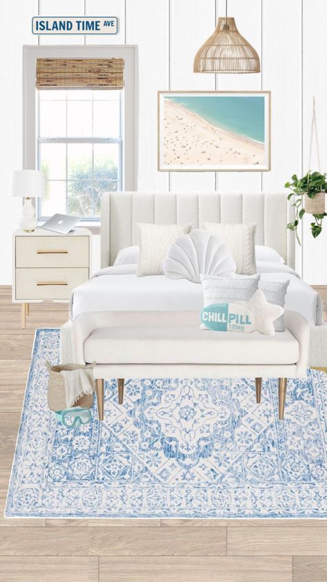 #preppy #aesthetic #room #lightblue #beach #beachyroom Preppy Rooms, Preppy Aesthetic Room, Surf Room Decor, Coastal Room Decor, Beach House Room, Comfortable Bedroom Decor, Dream House Bedroom, Beachy Room Decor, Shuffles Preppy