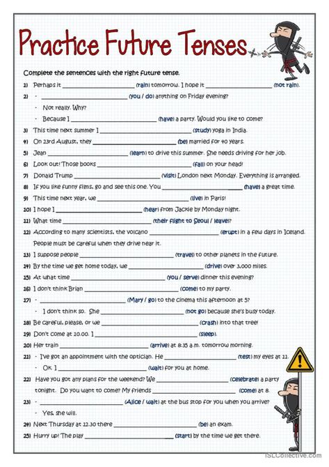 Future Tense Worksheet, Tense Worksheet, Tenses Exercises, Esl Teaching Resources, English Teaching Materials, English Time, Future Tense, Classroom Anchor Charts, English Exercises