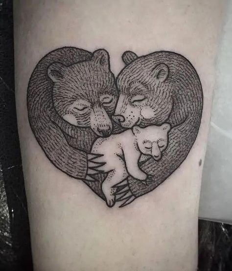 Baby Bear Tattoo, Tatuaje Studio Ghibli, Otter Tattoo, Care Bear Tattoos, Cubs Tattoo, Bear Tattoo Designs, Handpoke Tattoo, Tattoo For Son, Spider Tattoo