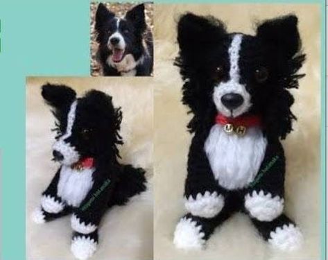 Yarn Animals, Knitting Patterns Free Dog, Border Collie Art, Dog Amigurumi, Stitch Toy, Crochet Dog Patterns, Border Collie Puppies, Crochet Amigurumi Free Patterns, Border Collie Dog