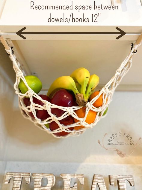 Banana Storage, Fruit Hammock, Produce Baskets, Macrame Basket, Produce Storage, Hanging Fruit Baskets, Kitchen Hooks, Fruit Holder, Space Saving Kitchen