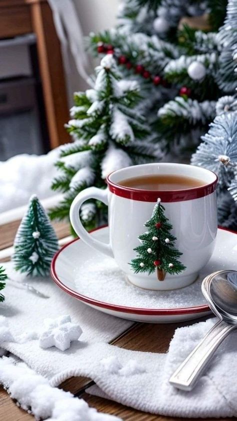 Good Morning Christmas, Merry Christmas Pictures, Christmas Scenery, Coffee Flower, Christmas Feeling, Christmas Photography, A Cup Of Tea, Christmas Tea, Christmas Mood