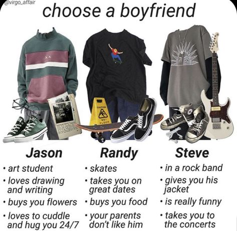 Pick A Boyfriend Moodboard, Pick A Boyfriend Aesthetic, Pick A Boyfriend, Choose A Boyfriend, Boogzel Apparel, Skateboard Style, How To Have Style, Male Outfits, Niche Memes