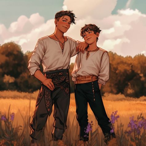 Brothers on a farm. Brothers Art, Pinturas Disney, Story Characters, Fantasy Inspiration, Character Design References, Character Creation, Dnd Characters, Character Portraits, Book Characters