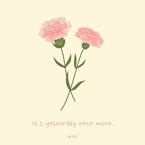 "It's yesterday once more." I took it from a song called Yesterday Once More by The Carpenters. Maybe because this song was released many years ago, I feel nostalgic everytime I listen to this song. And what does it have to do with pink carnations? Nothing *peace*. I just wanted to draw it. Carnation Drawing, Yesterday Once More, The Carpenters, Pink Carnations, Gift Wrapping Paper, A Song, To Draw, Gift Wrapping, Drawings