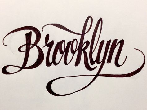 Dribbble - Brooklyn by Judith Mayer Brooklyn In Cursive, Brooklyn Name Tattoo, Brooklyn Tattoo Ideas, Hand Tattoos Lettering, Kids Names Tattoos For Dads, Arm Tattoos For Women Quotes, Tattoos Inner Arm, Tag Fonts, Tattoos For Women Writing