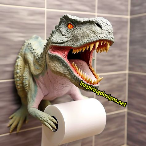 These Dinosaur Toilet Paper Holders Are Perfect For a Dino Loving Kid’s Bathroom – Inspiring Designs Dinosaur Toilet Paper Holder, Unique Toilet Paper Holder, Dinosaur Species, Toilet Decoration, Prehistoric World, Toilet Paper Holders, Paper Holders, Toilet Roll Holder, Toilet Paper Roll