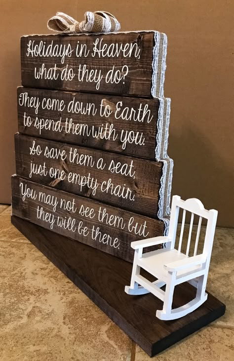 Christmas Decor For Lost Loved Ones, Saying For Loved Ones In Heaven, Chair For Passed Loved Ones, Save A Chair For Someone In Heaven, Christmas Chair For Someone In Heaven, Thanksgiving Memorial Ideas, Save A Seat For Someone In Heaven, Empty Chair Memorial, Christmas In Heaven Chair