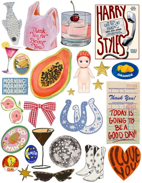 Junk journal, pinterest aesthetic, sticker, journal supplies, printable stickers, it girl, snoopy, camera, digi cam, film, bow, star, bullet journal, books, baggu, sonny angel, fruit, journal with me, diy, trending, harry styles Prints For Journaling, Journal Images Free Printable, Books Printable Stickers, Fruit Stickers Journal, Aesthetic Journaling Stickers, Junk Journal Cutouts, Junk Journaling Stickers, Sticker Pages Aesthetic, Journal Pics To Print