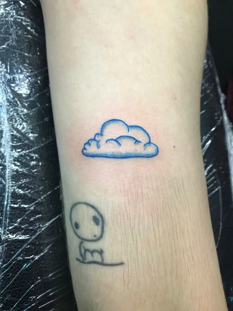 Smiling Cloud Tattoo, Raincloud Tattoo Simple, Mini Cloud Tattoo, Clouds Aesthetic Tattoo, Blue Cloud Tattoo, Blue Sky Tattoo, Simple Cloud Tattoo, Cloud Shading Tattoo, Cute Cloud Tattoo