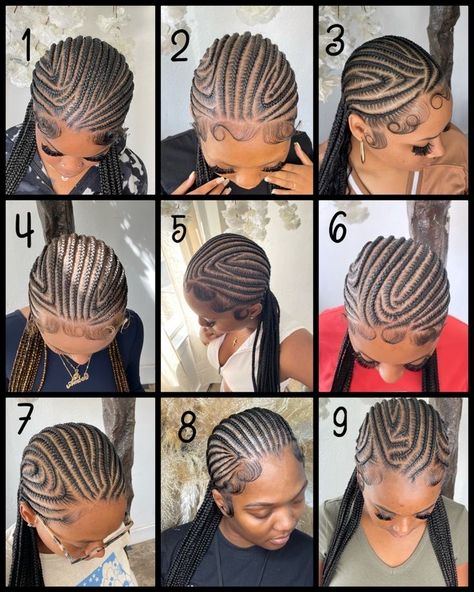 Cornroll Styles Black Women, 10 Braids Hairstyles Black, Pattern Cornrows Black Women, Fulani Braids With Knotless Braids In The Back, Row Back Braids Black, Row Back Hairstyles For Black Women, Cornrow Outfits Black Women, Braids Braided To The Back, Alicia Keys Braids 2023