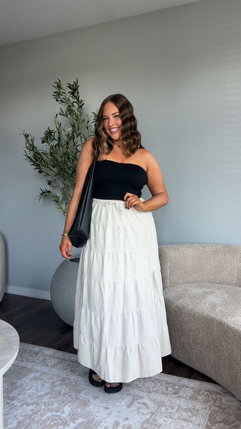 Plus Stone Linen Look Tiered Maxi … curated on LTK White Skirt Outfit Plus Size, Tiered Mini Skirt Outfit, Maxi Skirt Outfit Plus Size, Tiered Maxi Skirt Outfit, Skirt Outfit Plus Size, White Flowy Skirt, White Skirt Outfit, Maxi Skirt Outfit, White Skirt Outfits