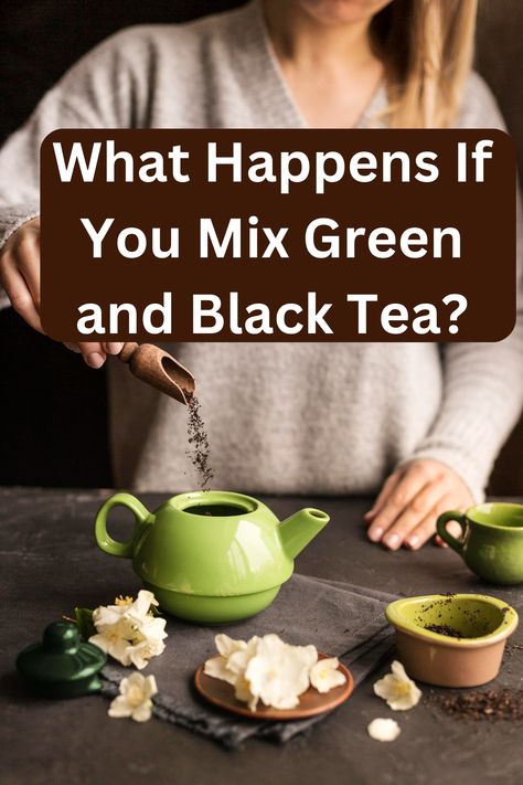 Blend the best of both worlds with our latest post: 'Mixing Green & Black Tea'! Discover the unique flavors, aromas, and health perks of this tea combo. Perfect for tea lovers and those seeking a new brew experience. Dive into the art of tea mixing and find your ideal blend. #greenandblackteablending #teablending # greenteablending #blackteablending Flavored Green Tea Recipes, Green Tea Blends, Diy Black Tea Blends, Types Of Black Tea, Black Tea Types, Thieves Tea, Homemade Tea Recipes, Black Tea Recipe, Green Tea Drinks