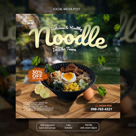 Social Post, Creative Poster, Food Poster Design, Ramen Noodles, Food Poster, Creative Posters, Premium Design, Media Post, Social Media Post